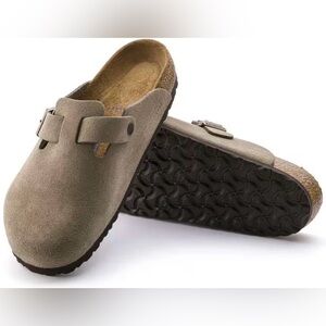 Women’s Birkenstock Taupe Suede Clogs - NWT